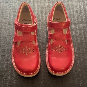 Clarks Kids Red Leather Shoes